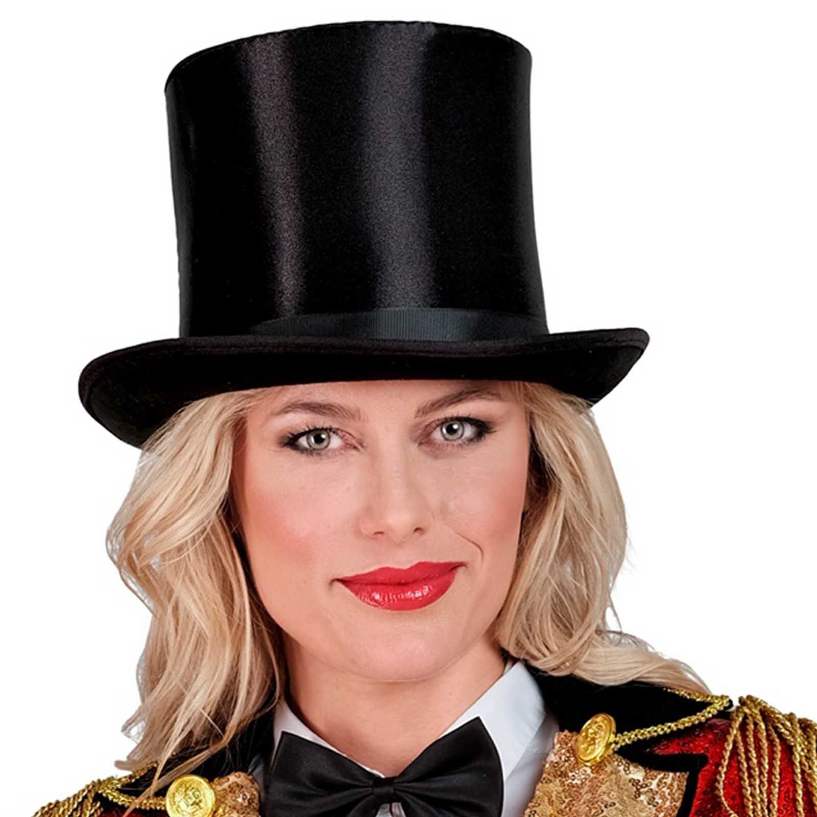 Black Satin Tall Top Hat Adult Costume Accessory Lincoln Steampunk Victorian — image 4
