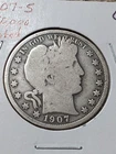 1907-S Better Date Silver Barber Half Dollar, G+ Condition, Strong Full Rims