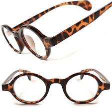 Tortoise Vintage Retro Style Hippie Mens Womens Clear Lens Glasses Round Frame