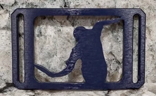 GRIP6 BELT BUCKLE - DISC GOLF PLAYER LOGO - BLUE STEEL - 1.5 INCH WIDE