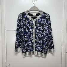 Kate Spade Knit Cardigan Button Up Hydrangea Multi Cotton Cashmere Blend Size S