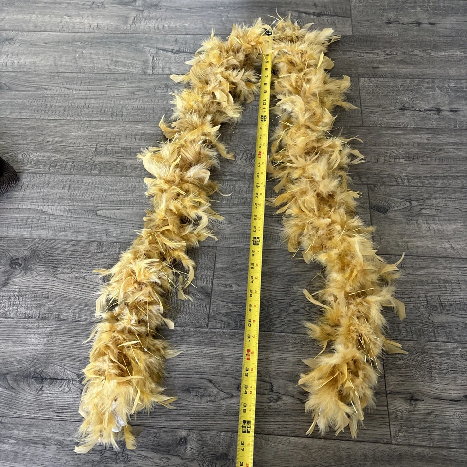 Boa de plumas beige y dorado talla única Foto 4 de 4