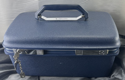 Samsonite Vintage Beauty Case Kosmetikkoffer in Dunkelblau mit Schlüssel