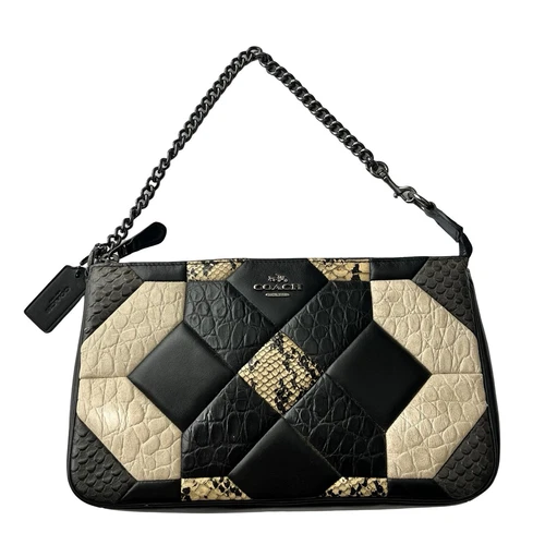 Trapunta Coach Canyon Nolita Wristlet 24 in pelle esotica goffrata nera