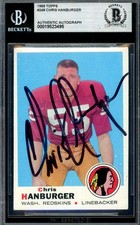 Chris Hanburger Beckett BAS Signed 1969 Topps Autograph