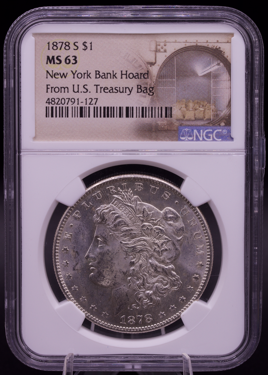 1878-S Morgan Silver Dollar NGC MS63 New York Bank Hoard Treasury