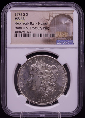 1878-S Morgan Silver Dollar NGC MS63 New York Bank Hoard Treasury