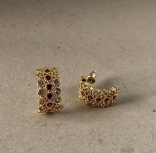 18c Gold Plated Zircon Curved Stud Earrings 