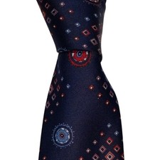 Vintage Sears The Men's Store Necktie Men's Navy Blue Geometric Tie EUC