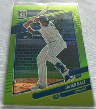 2021 Donruss Optic Baseball Javier Baez Chicago Cubs Lime Green Prizm #147
