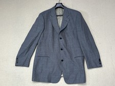 Vtg USA Hugo Boss Men Blazer Gray Blue 100 Wool 3 Button Flaws See Pics 106 cm