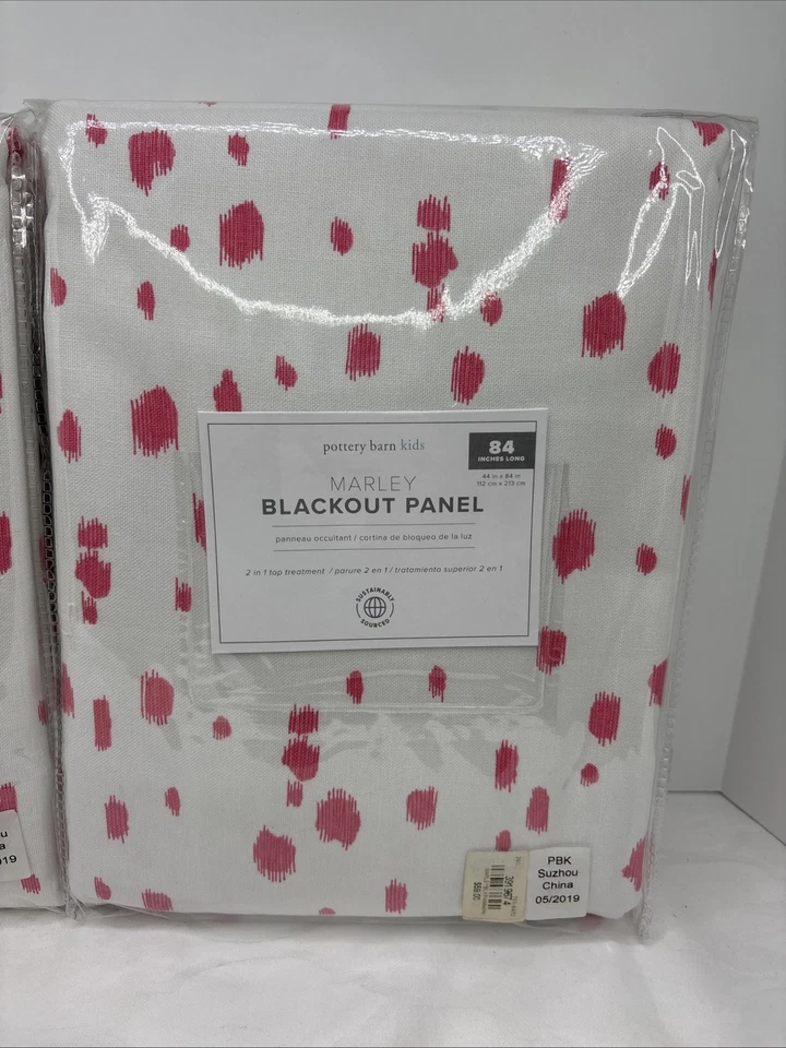 Paneles de cortina Pottery Barn Kid Marley Blackout 2 en 1 44”x 84” rosa blanco nuevo en stock Foto 2 de 4
