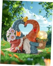 Solar-Powered 8.3'' Spring Summer Kissing Gnomes Decorations for Loved Gnomes