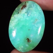 22,65 Cts Pierre Précieuse Oval Cabochon De Chrysoprase Bio 19x28x5 Mm