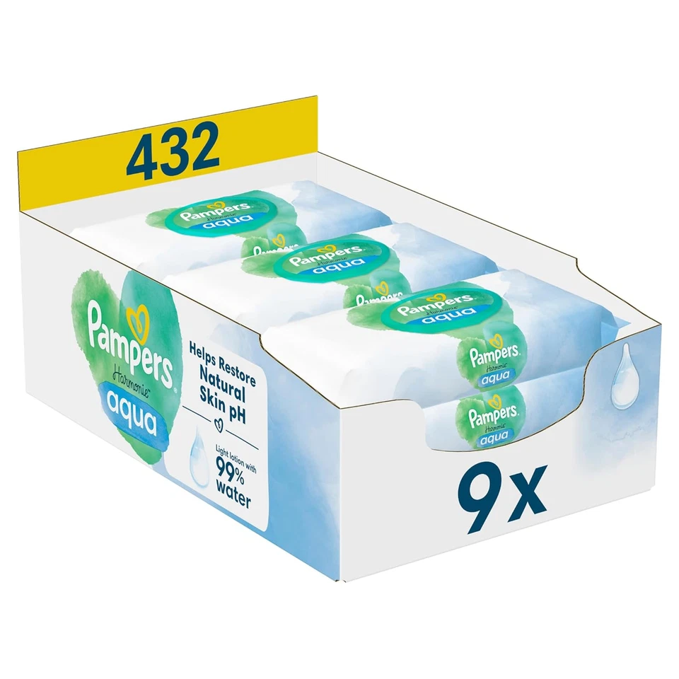 Pampers Harmonie Aqua Feuchttücher 24 Packungen Mit Jeweils 48 Feuchttüchern, 11 - Bild 3 von 3