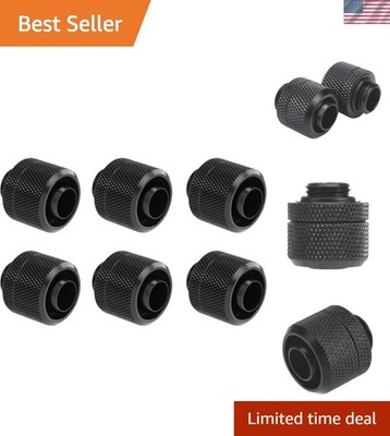 High-Quality G1/4 Thread Compression Fittings for Soft Tubing - 6-Pack Black