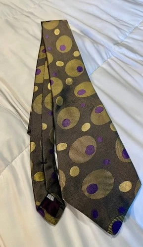 Vintage Bill Robinson Men’s Neck Tie Geometric Silk Italy Y2K Hand Finish USA - product listing photo