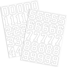 2 Sheet Sport Helmet Number Sticker, 0 to 4, 5 to 9 Vinyl Self-Adhesive Numbers