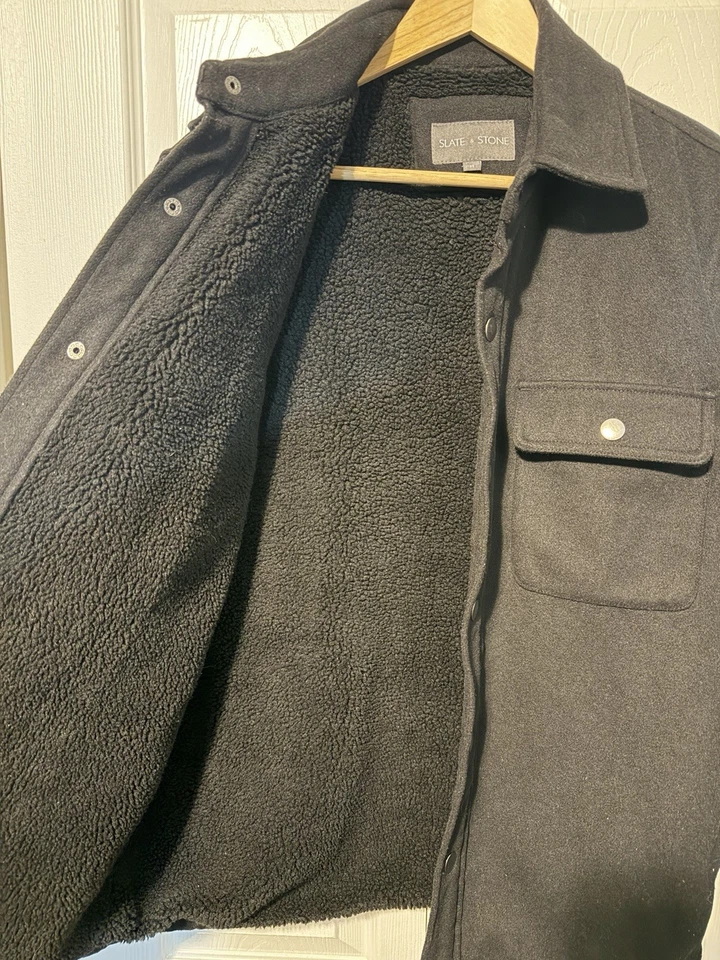 Men's Black Slate & Stone Button Down Lawrence Jacket Size MEDIUM Sherpa Lined - Image 3 of 4