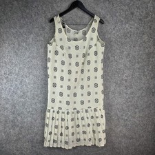 Vintage Polly Lane Dress Womens 20 White Midi Melbourne Australia Pleat 14117