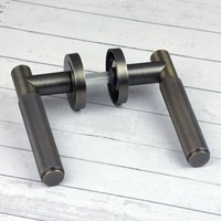 Knurled Lever on rose door handle pairs Satin Brass, Black, Chrome