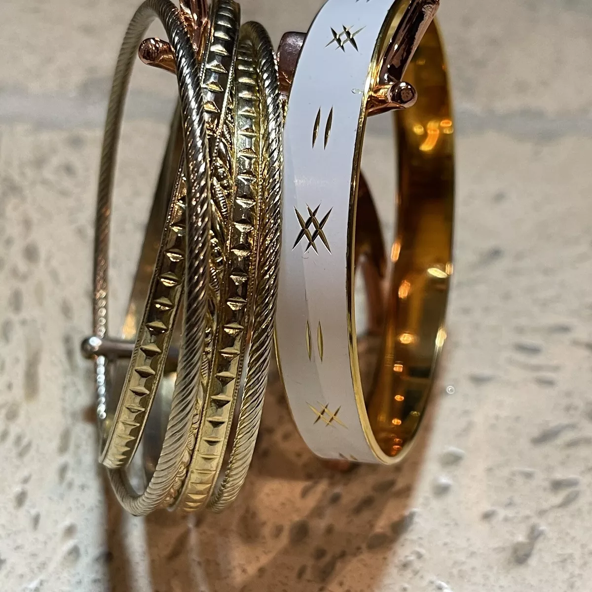 White gold 2024 bangle bracelet set