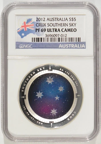 2012 Australia $5 Silver Southern Sky Crux Domed Coin NGC PF69 UCAM 3696097-012