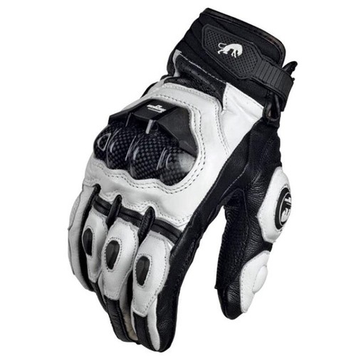 Motorcycle Gloves Black Racing Genuine Leather Motorbike White Road Riding Team
