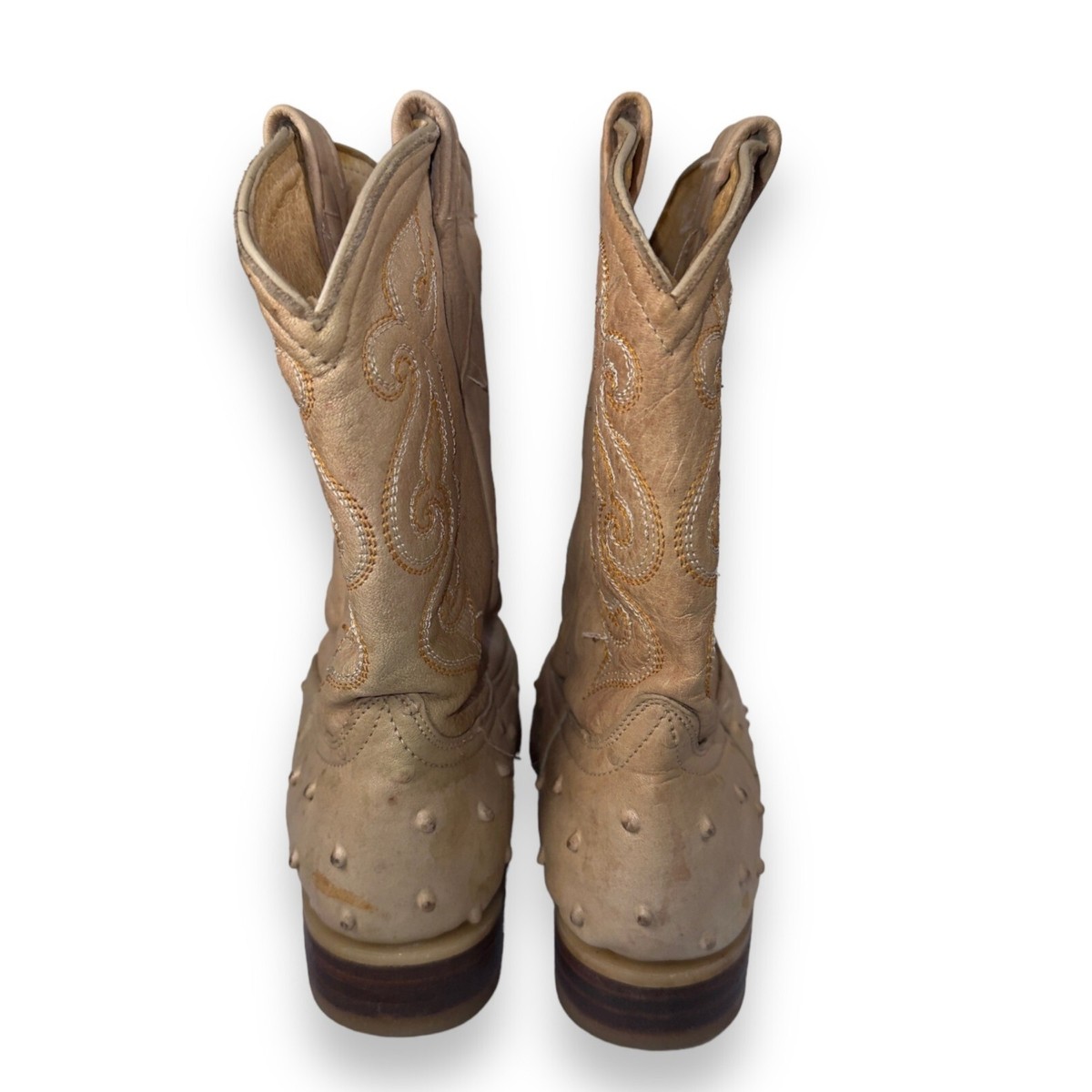 La Sierra Y Carreta Quill Ostrich Western Cowboy Boots Beige  display picture 1