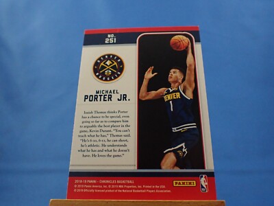 Michael Porter Jr Chronicles Marquee 2018-19 RC Rookie #251 | eBay