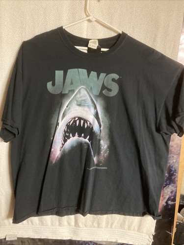 T-shirt uomo Jaws nera manica corta grafica maglietta film 3XL