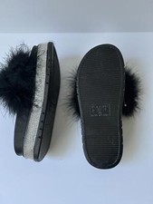 Azalea Wang Faux Fur Black Slides
