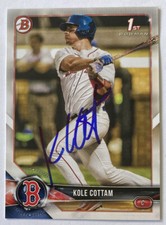 KOLE COTTAM RC SIGNED IP 2018 BOWMAN DRAFT #BD-69 ROOKIE RED SOX AUTO