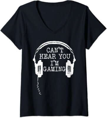 Funny Gamer Gift Headset Can't Hear You I'm Gaming Ladies' O-Neck Tshirt