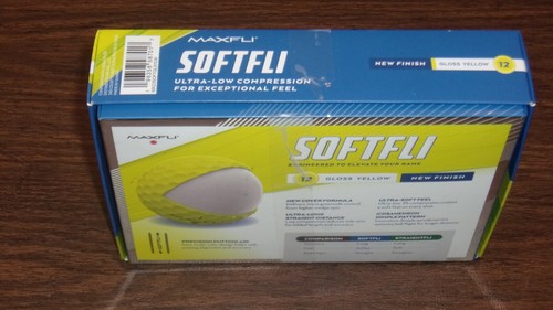 NIB MAXFLI MX23 SOFTFLI 1 Dozen Gloss Yellow Golf Balls - Afbeelding 4 van 8