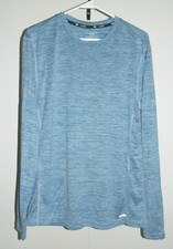 Men's Tek Gear Blue Marled Long Sleeve Dry Tek Tee Shirt Top Medium