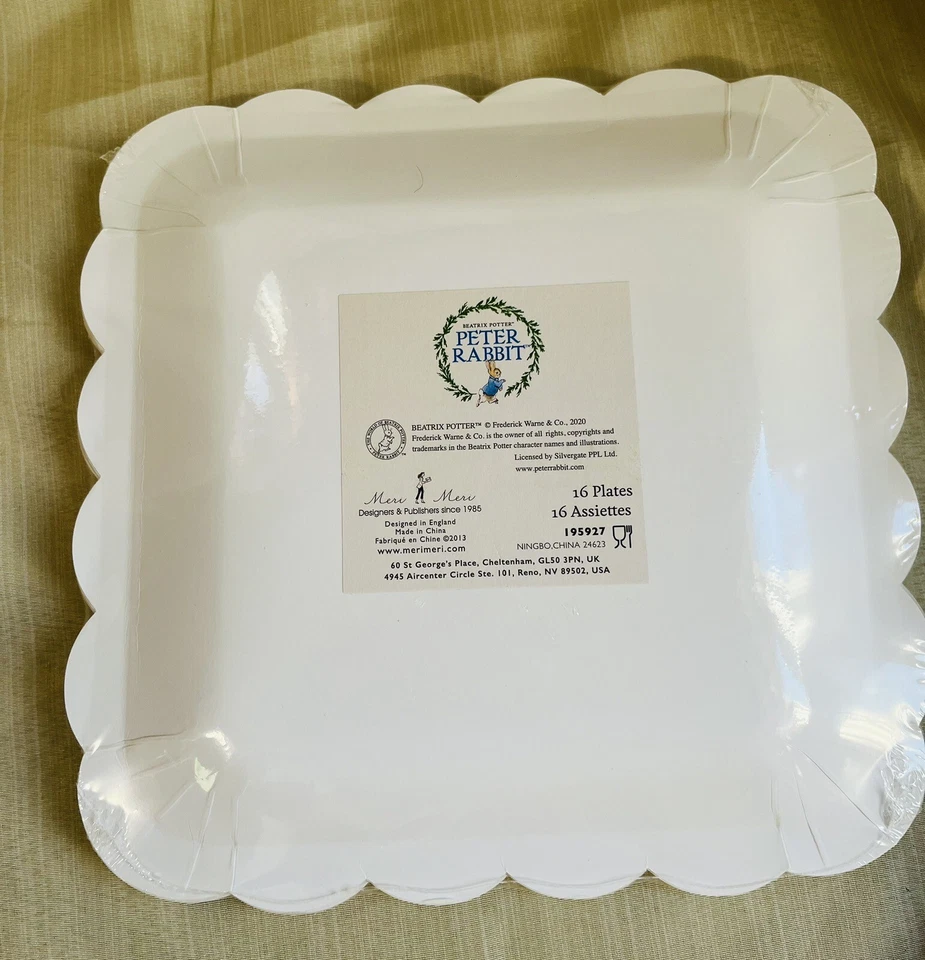 Pratos quadrados de papel Peter Rabbit - Ovos, narcisos, lata de mola. Borboletas - Imagem 2 de 2