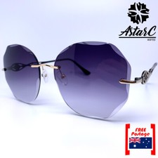 Grey Rimless Round Metal Sunglasses Women/UV Protect/UV400 - AstarC Wares