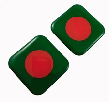 Bangladesh flag Square Domed Decal Emblem car bike gel stickers 1.5" 2pc.
