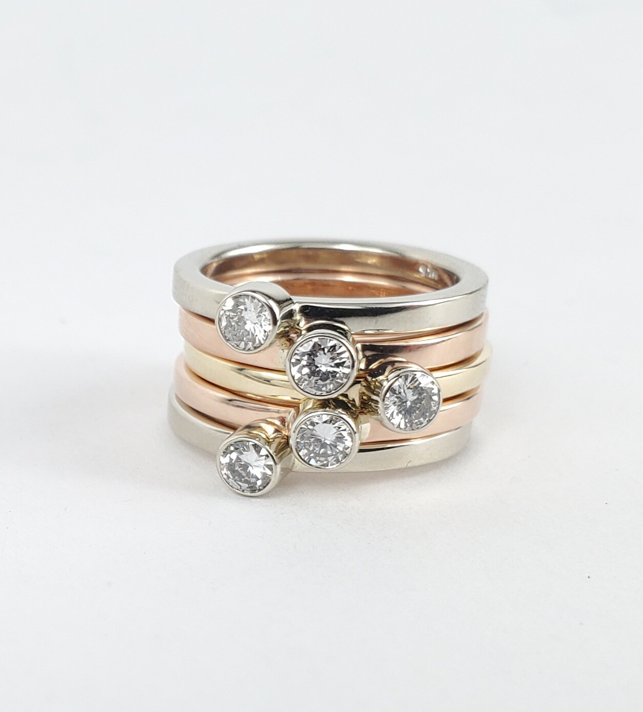 14k White Gold Diamond Stackable Square Shank Sol… - image 11