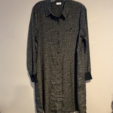 ECRU ROMAN LONG SLEEVE SHIRT DRESS CAMO OLIVE Sz Lg Missing Belt