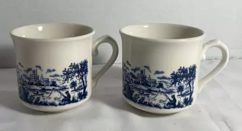 Set Of 2 Vintage CHURCHILL Blue Willow 3 Inch Tall Mugs England