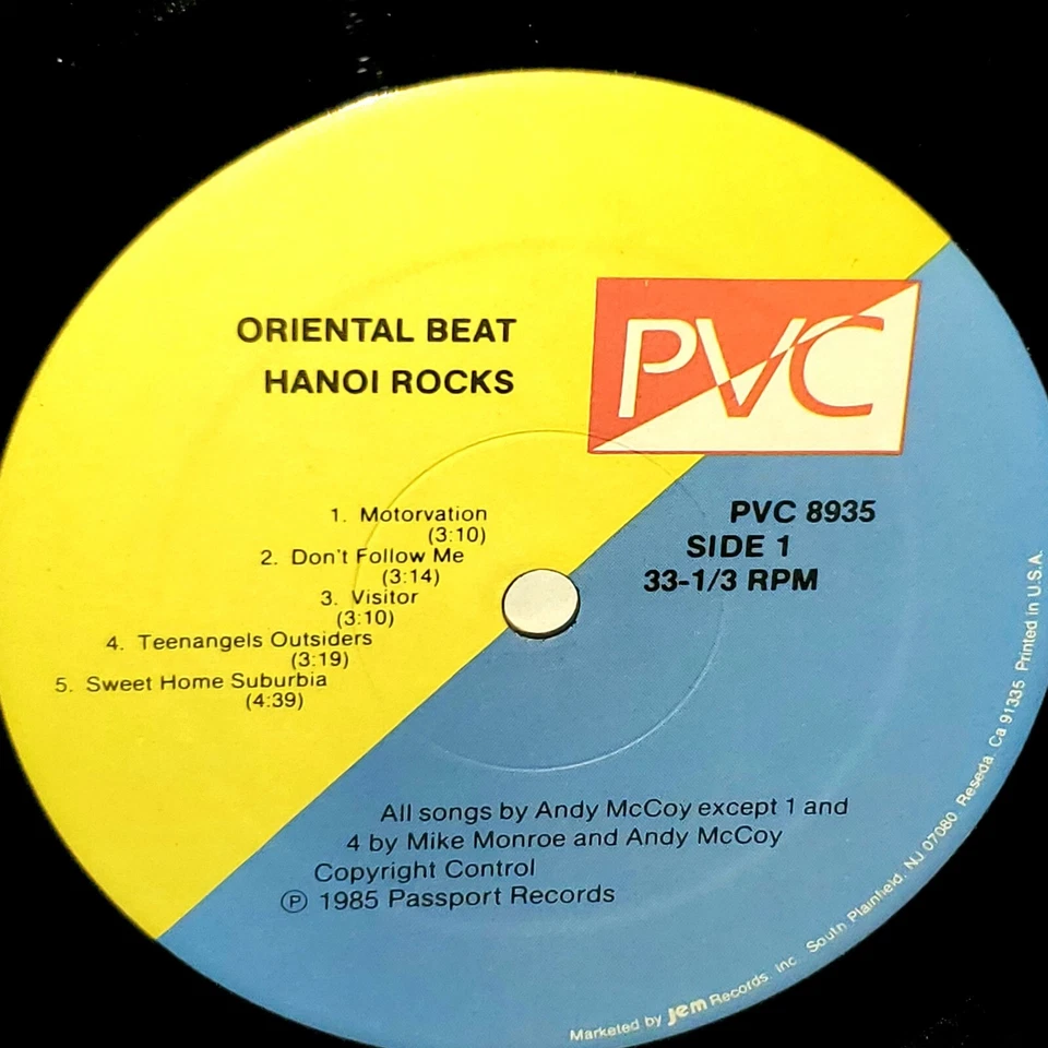 HANOI ROCKS Oriental Beat LP VG+ Plays Well 1985 PVC 8935 Vinyl Glam Metal Rock Foto 3 de 3