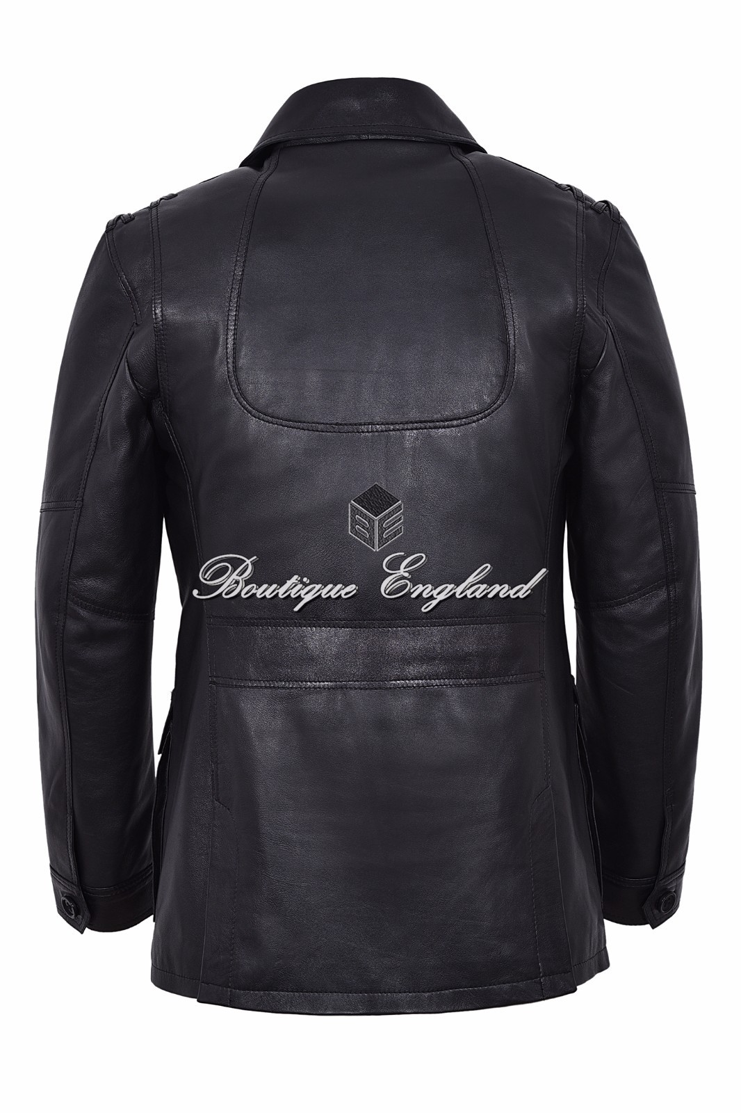 SAINT LAURENT "Cappotto giacca ""TROPIC SAFARI"" Uomo in pelle d'agnello nera stilista in vera pelle"