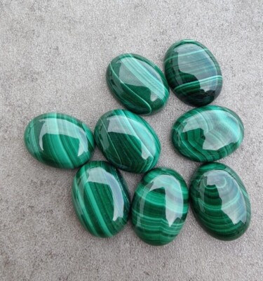 Natural Malachite Oval Shape Cabochon Flat Back Calibrated Loose Gemstones