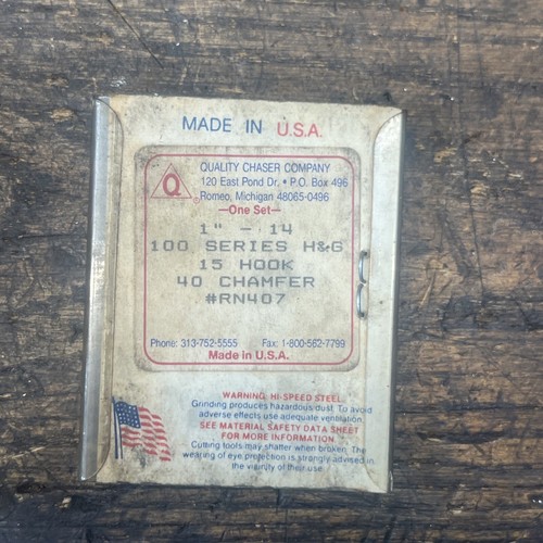 Quality Threading Chaser 100 Series H&G 1-14 15 Hook 40 Chamfer  RN407 - Afbeelding 2 van 5