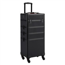 Valigia Trolley da Trucco 4 in 1 Make Up Beauty Case per Estetista Grande Nero