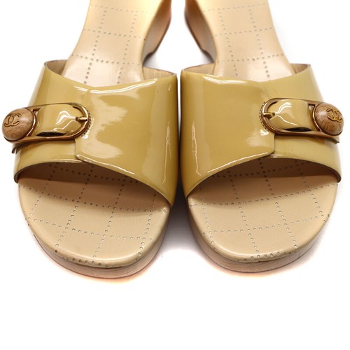 CHANEL Legno Sandali Beige US 7.5 EU 38.5 Coco CC MARK logo con scatola,  sacchetto di immagazzinaggio | eBay