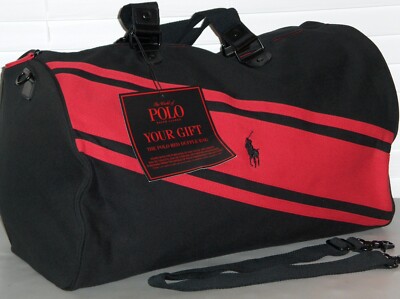 RALPH LAUREN FRAGRANCES Men's Canvas Pony The Polo Red Duffle Travel Bag, BLACK