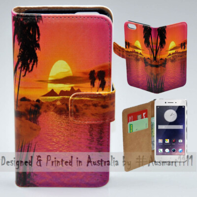 For OPPO Series - Summer Sunset Theme Print Wallet Mobile Phone Case Cover